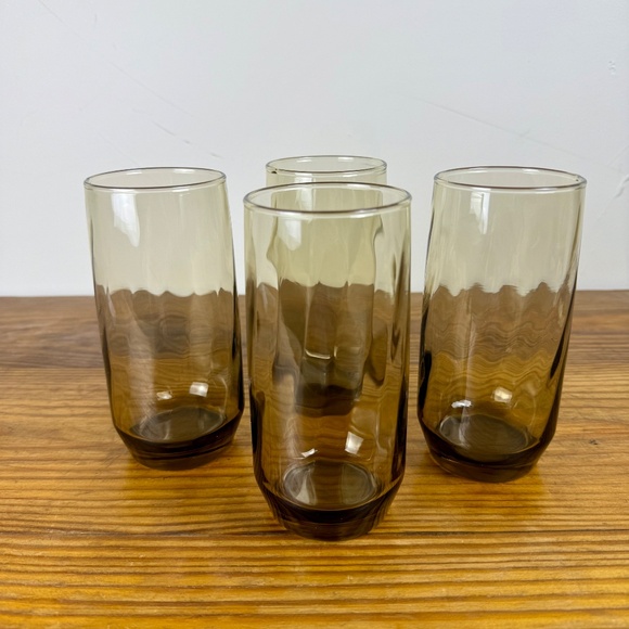 Vintage Libbey Smoked Glass Tumblers – Set of 4 | Mid-Century Modern Barware - Picture 8 of 15